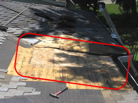 evidence of a previous roof repair