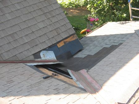 flashing and new shingles are installed